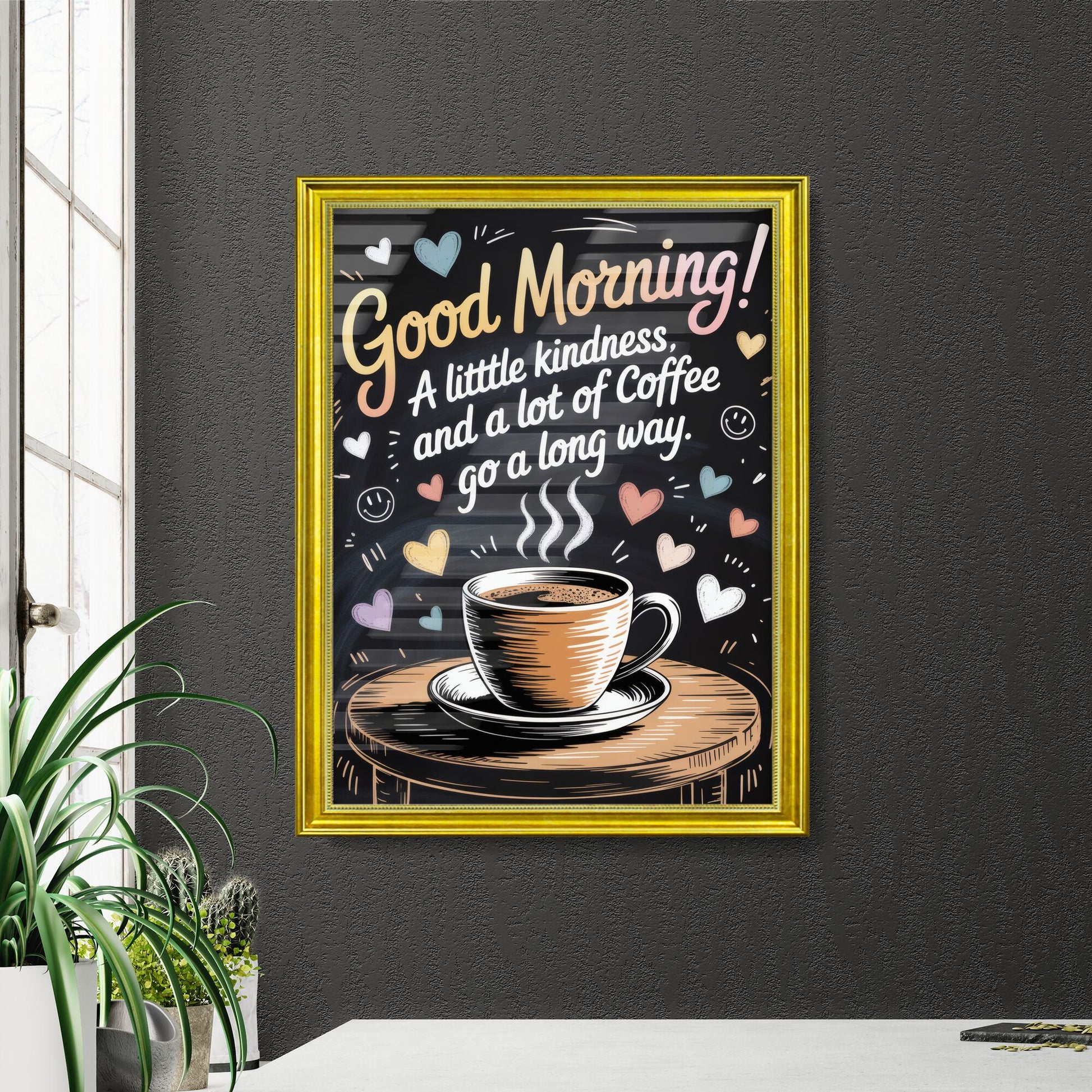 Good Morning! Embrace Kindness and Coffee for a Bright Start to Your Day.