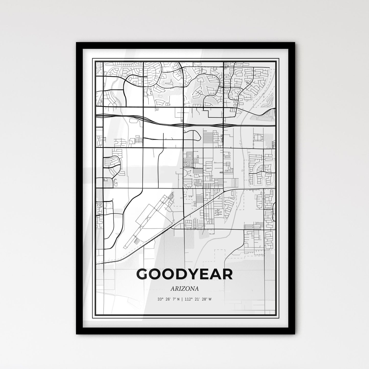 Goodyear Arizona - Scandinavian Style City Map for Modern Home Decor