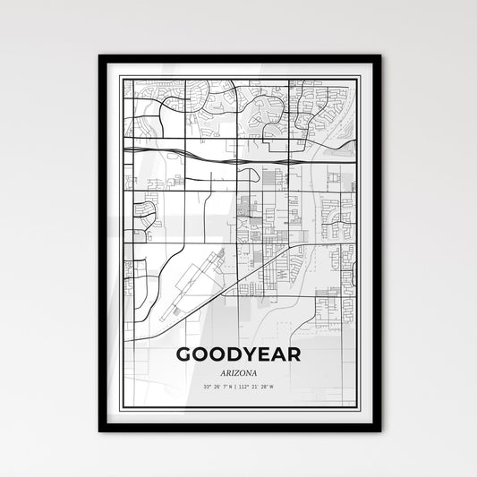 Goodyear Arizona - Scandinavian Style City Map for Modern Home Decor