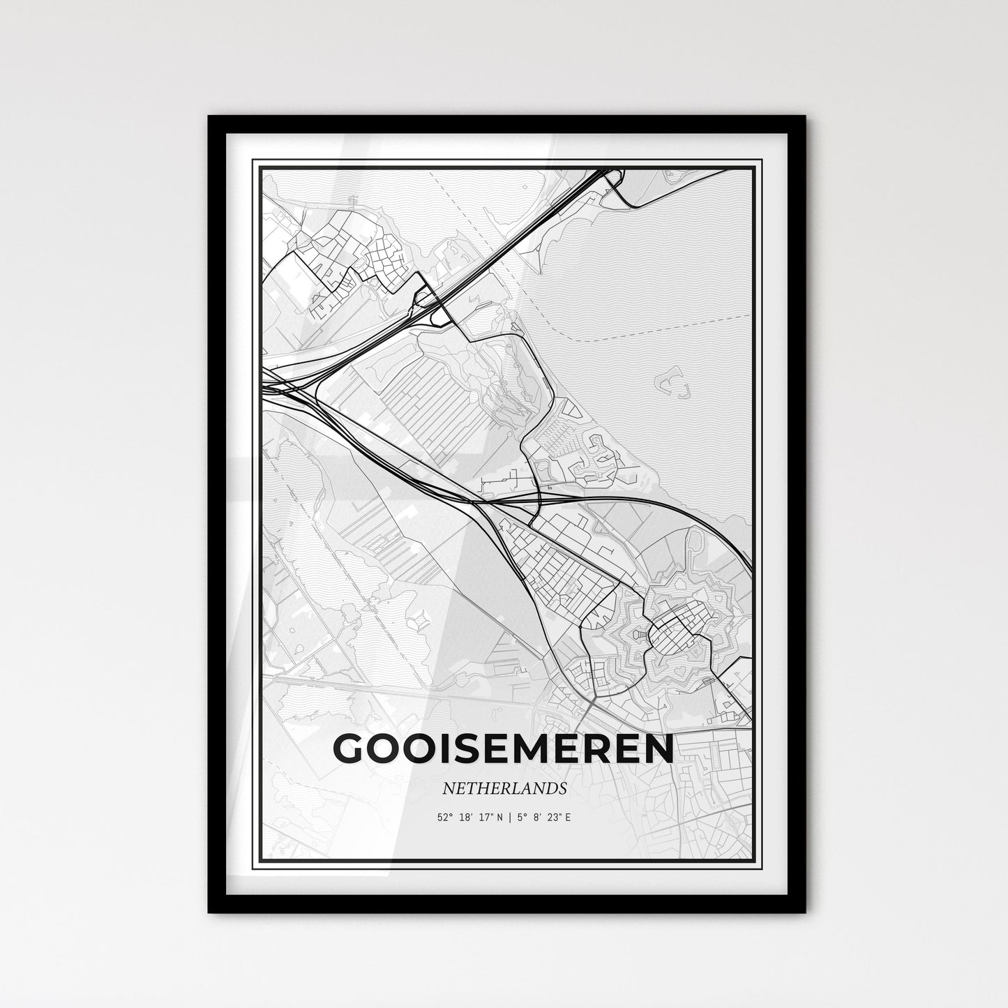  Gooise Meren Netherlands - Scandinavian Style City Map for Modern Home Decor