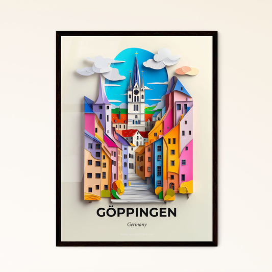 Vivid Goppingen, Germany - a paper cut of a city with a church