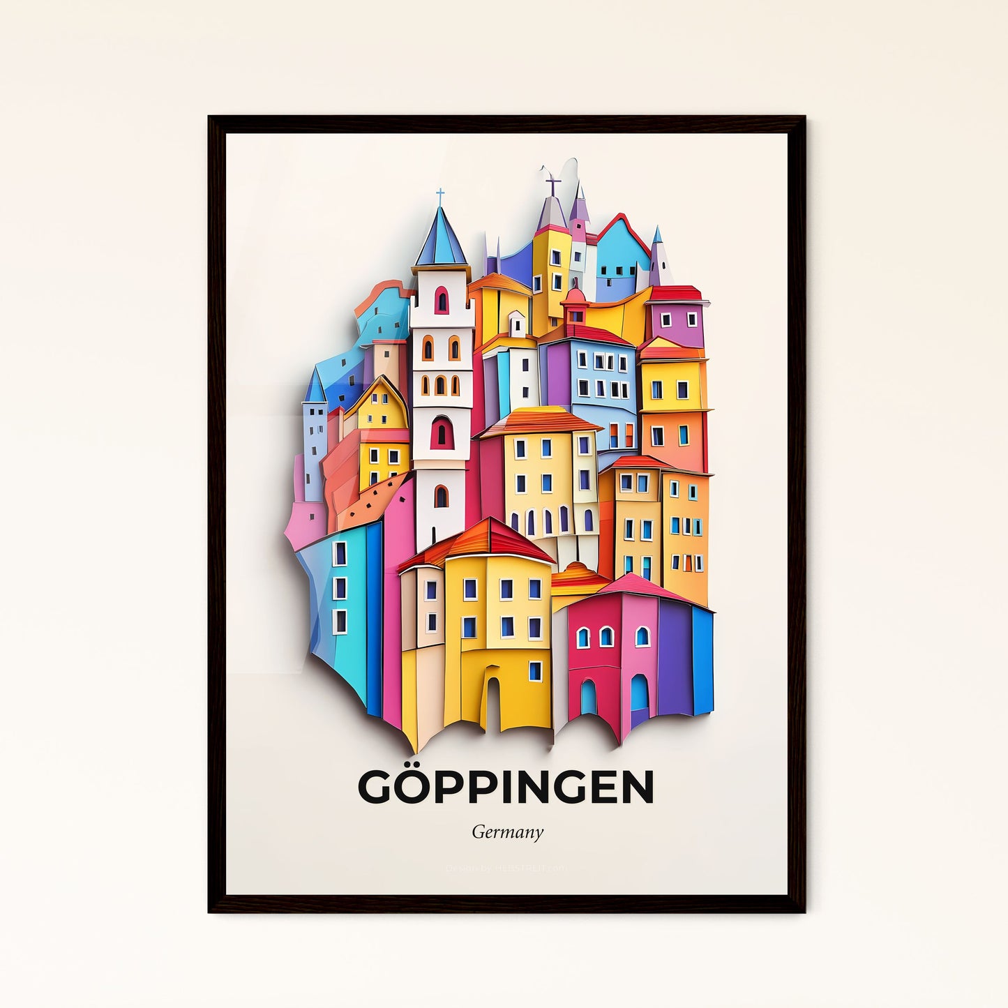 Vivid Goppingen, Germany - a paper cut of a city with a bridge