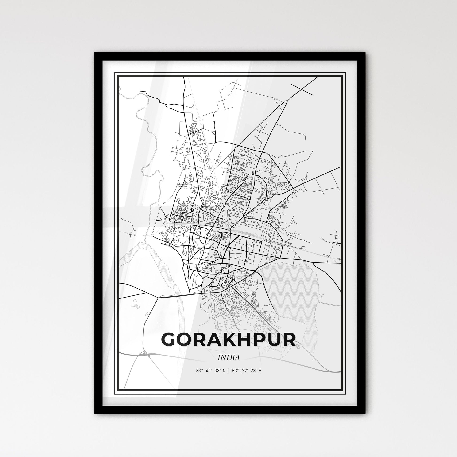 Gorakhpur India - Scandinavian Style City Map for Modern Home Decor