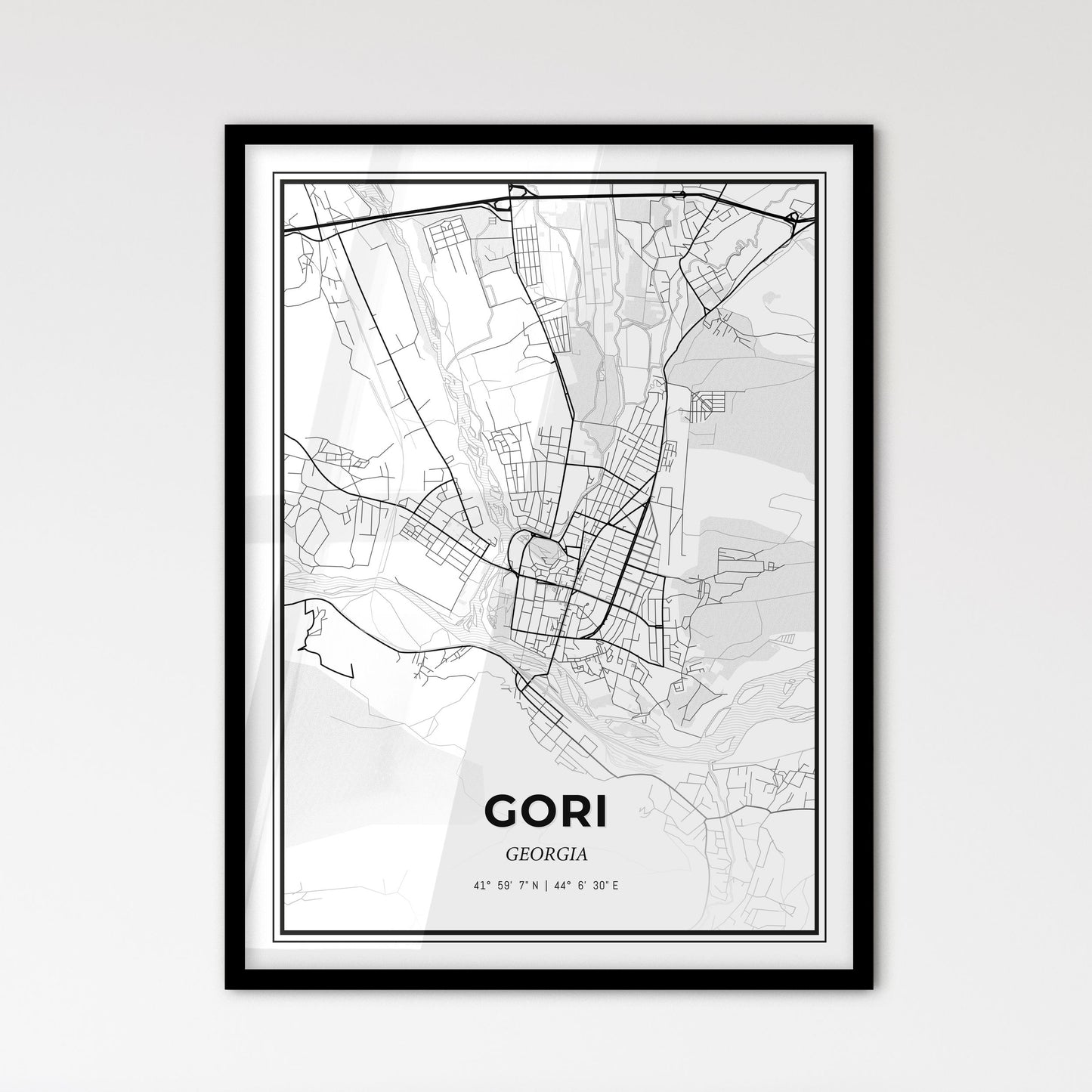 Gori Georgia - Scandinavian Style City Map for Modern Home Decor