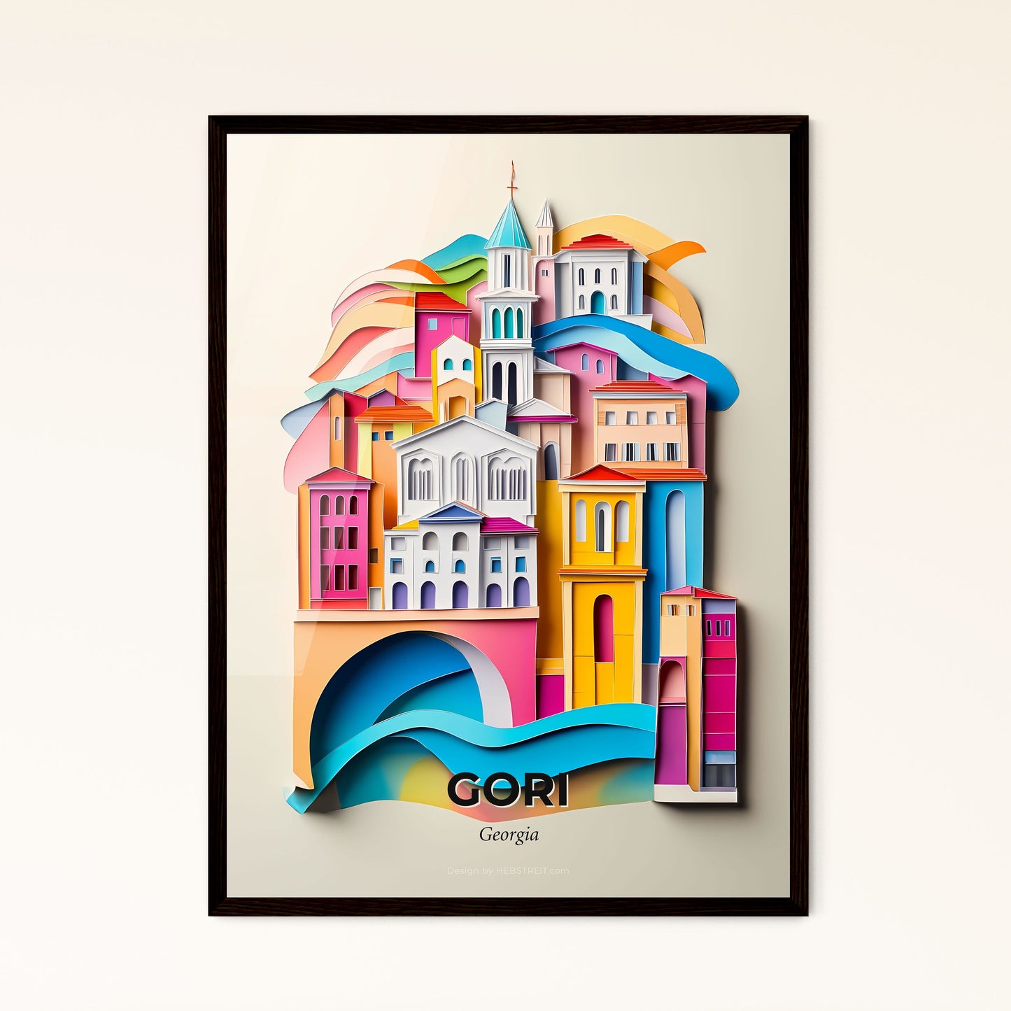 Vivid Gori, Georgia, Papercut Print