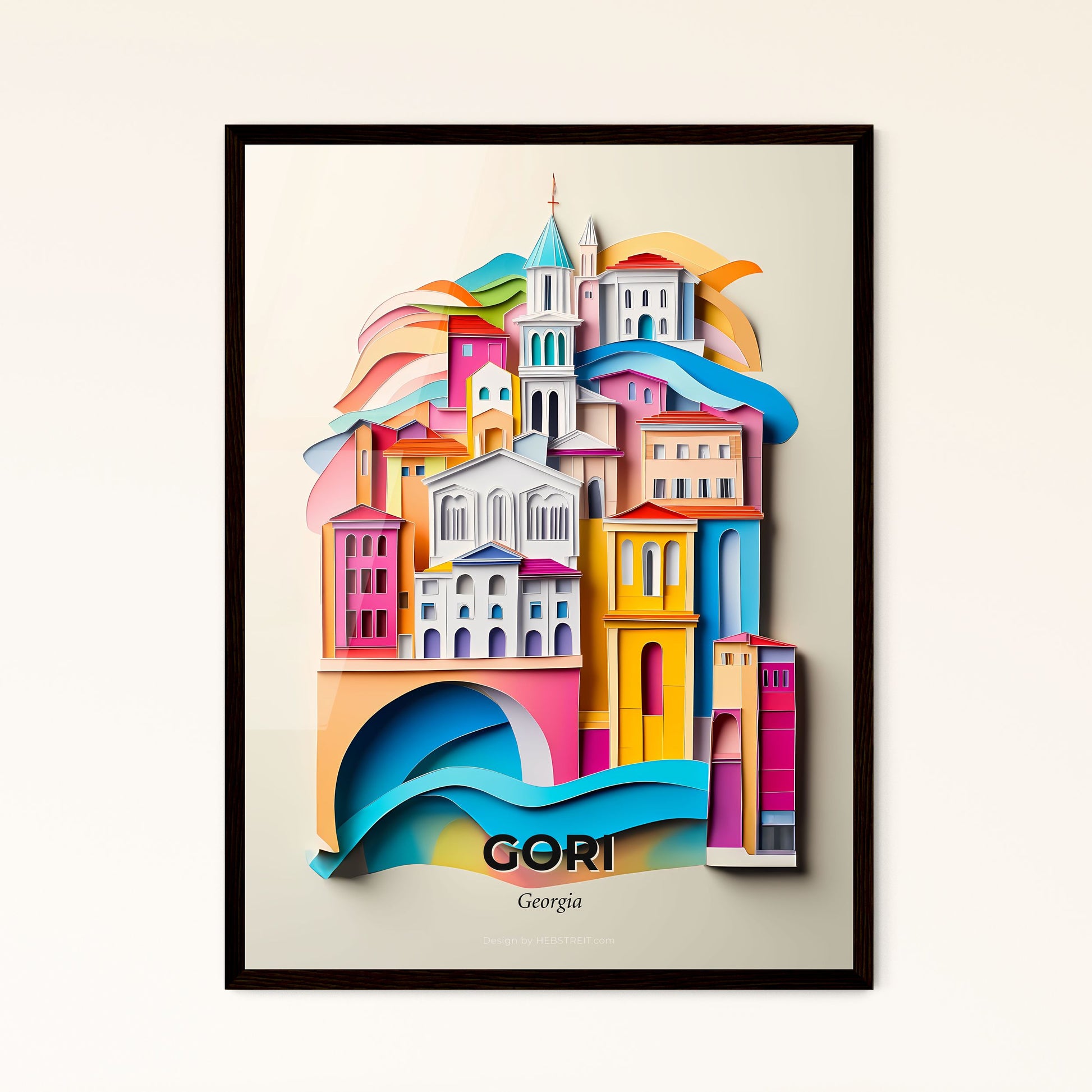 Vivid Gori, Georgia, Papercut Print