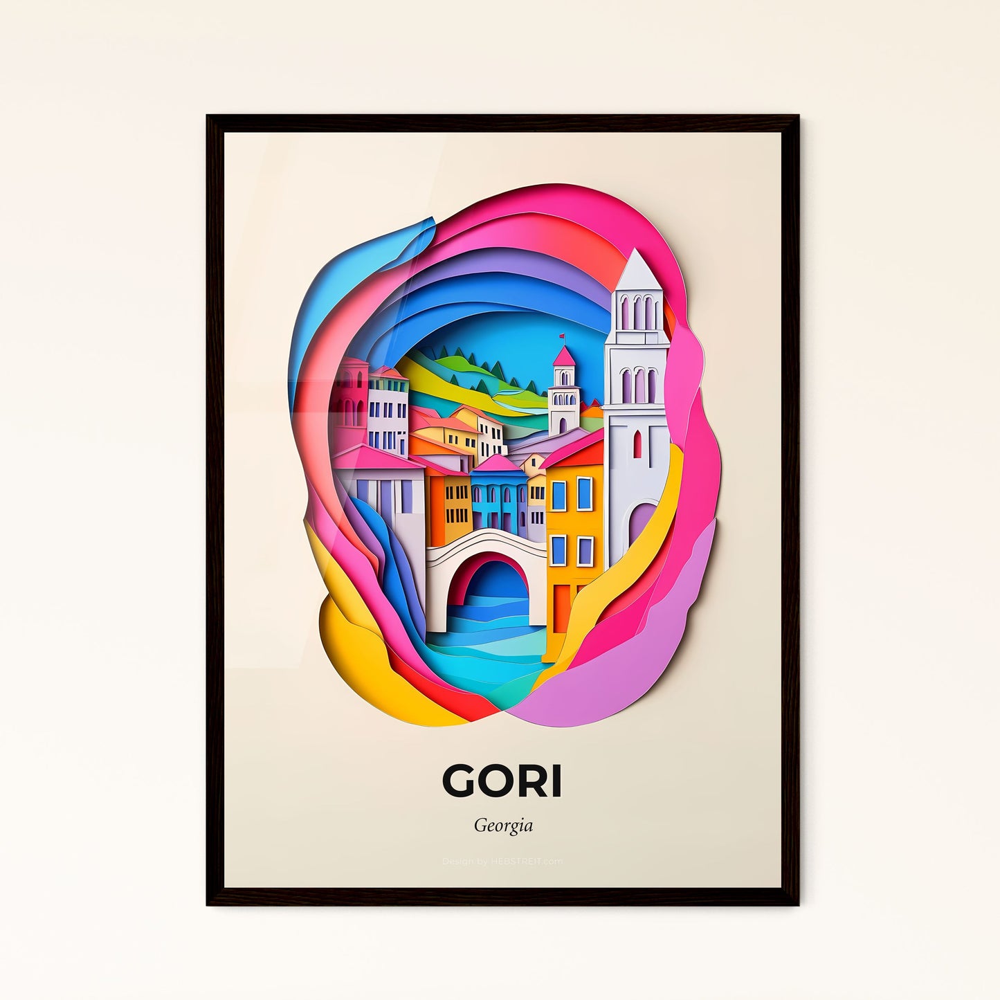 Vivid Gori, Georgia, Papercut Print