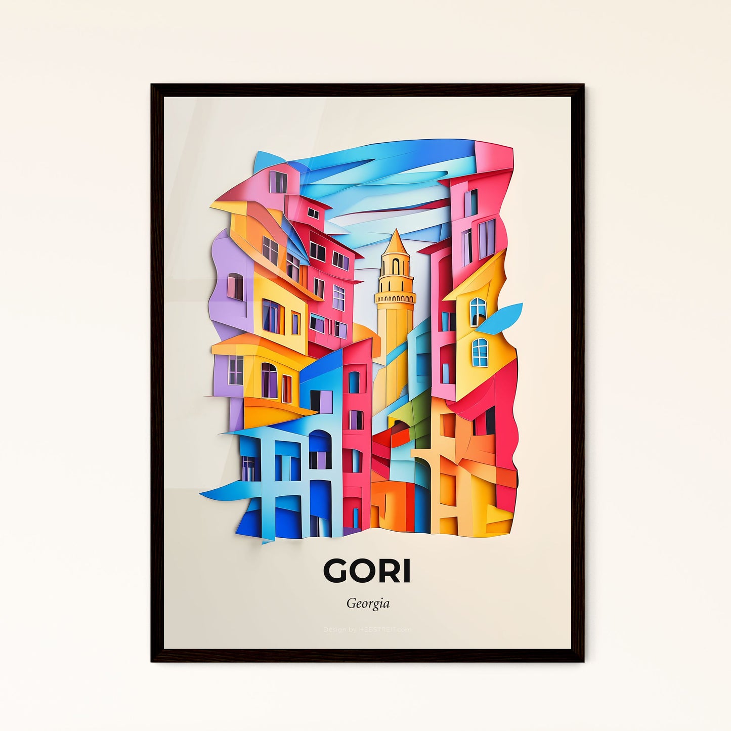Vivid Gori, Georgia, Papercut Print