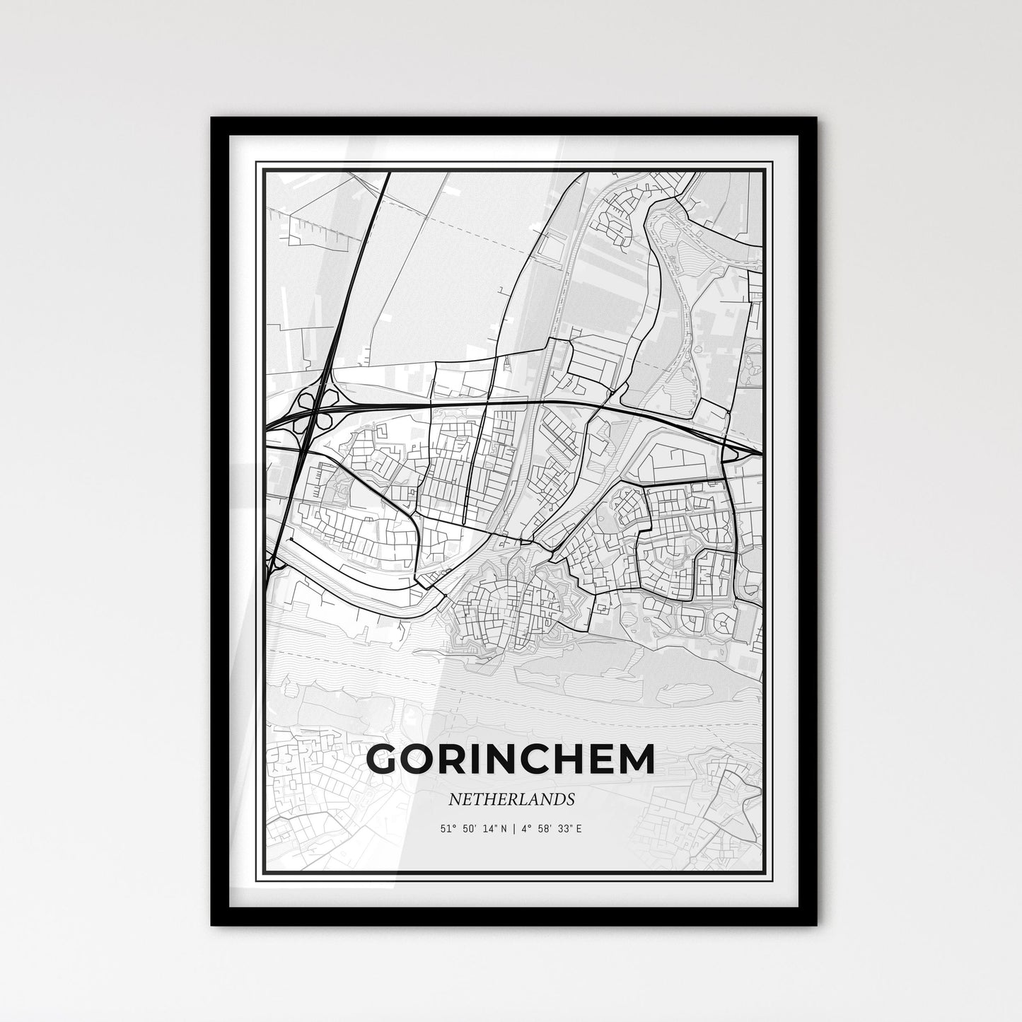  Gorinchem Netherlands - Scandinavian Style City Map for Modern Home Decor