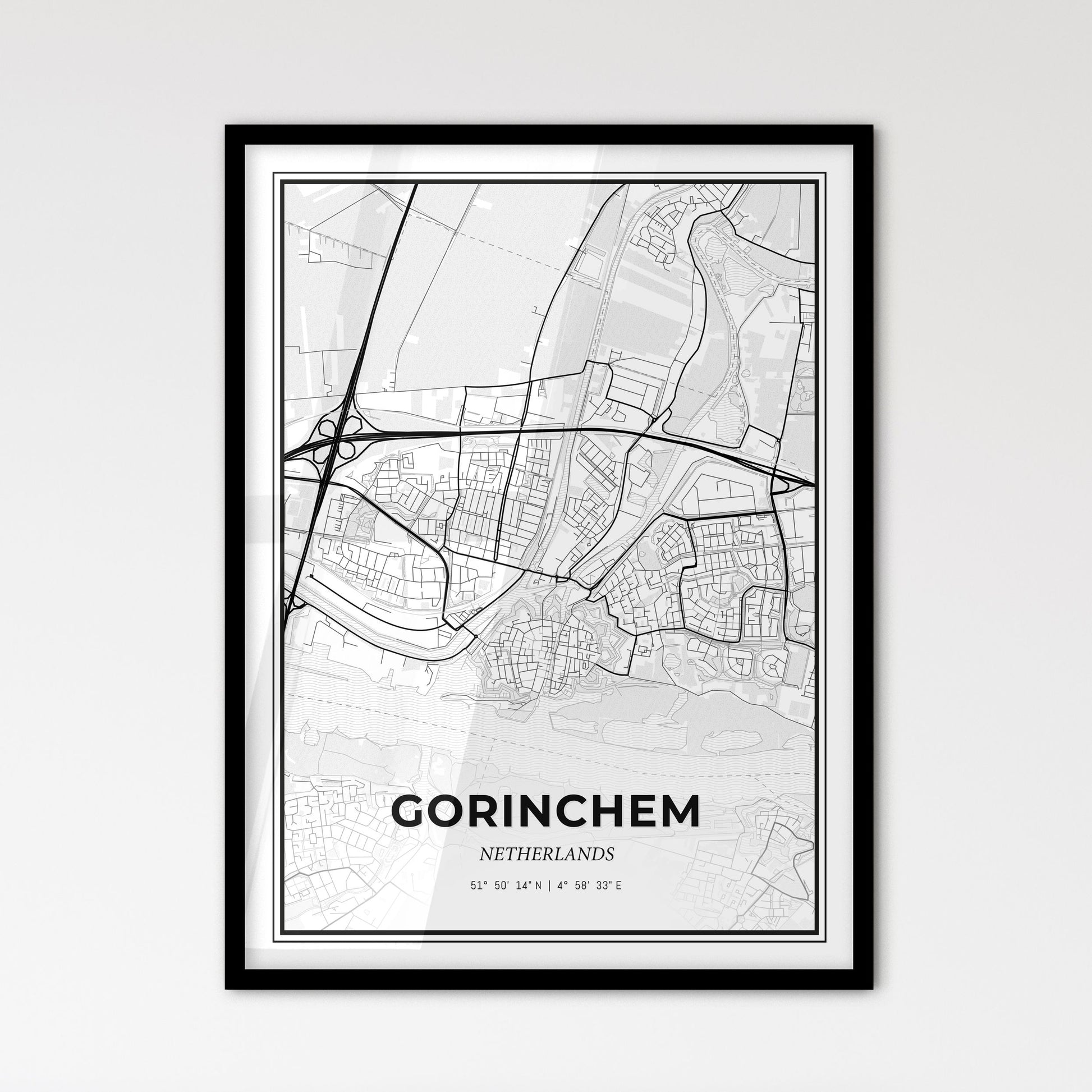  Gorinchem Netherlands - Scandinavian Style City Map for Modern Home Decor