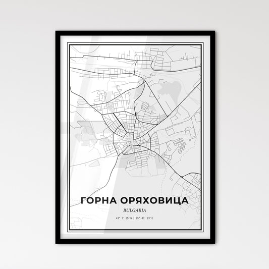 Gorna Oryahovitsa Bulgaria - Scandinavian Style City Map for Modern Home Decor