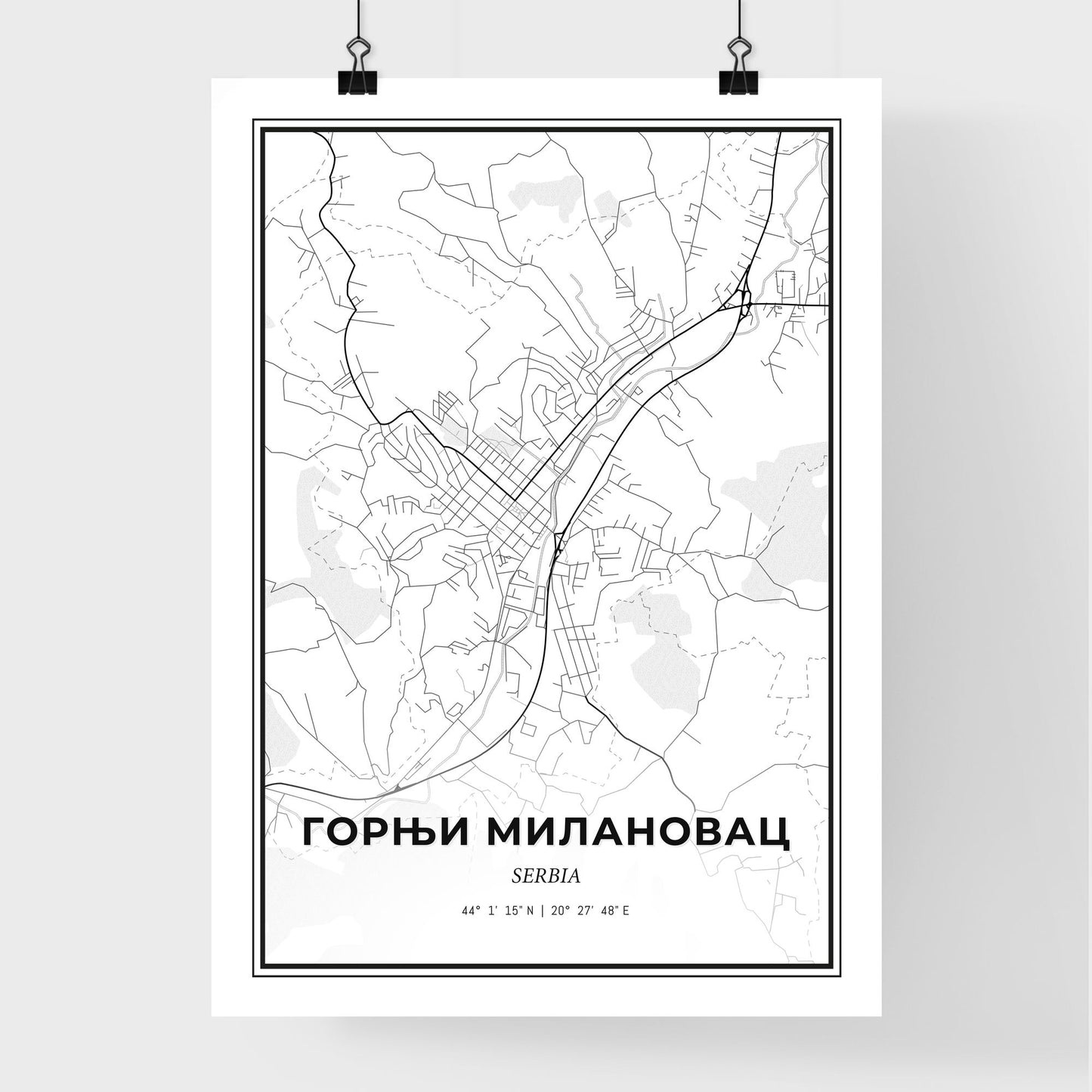 Gornji Milanovac Serbia - Premium City Map Poster