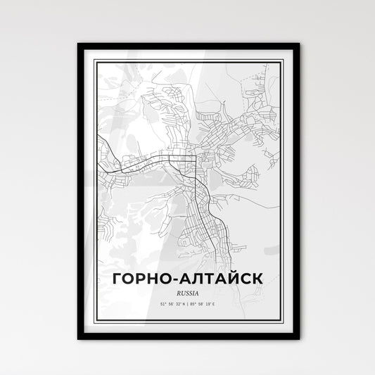 Gorno-Altaysk Russia - Scandinavian Style City Map for Modern Home Decor