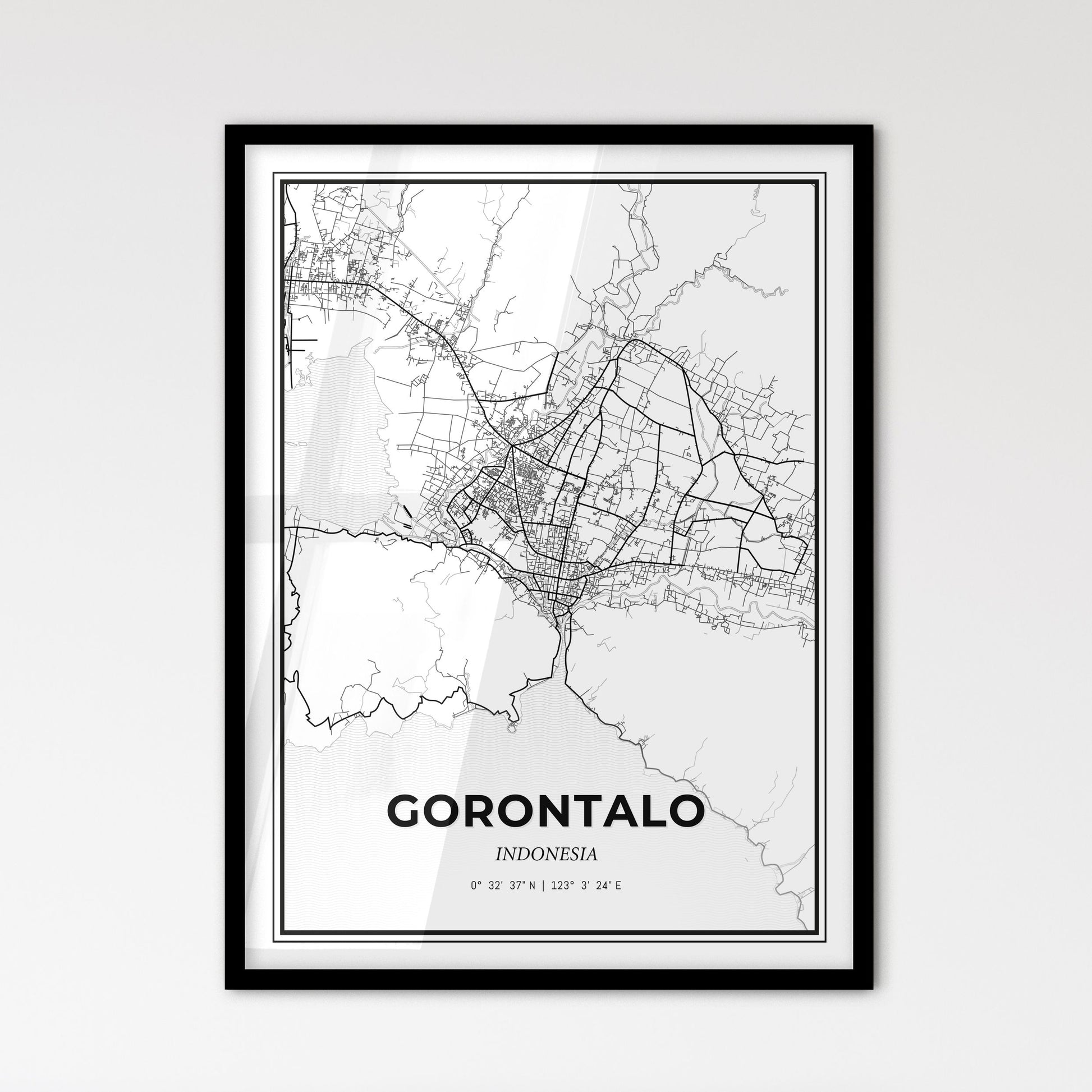 Gorontalo Indonesia - Scandinavian Style City Map for Modern Home Decor