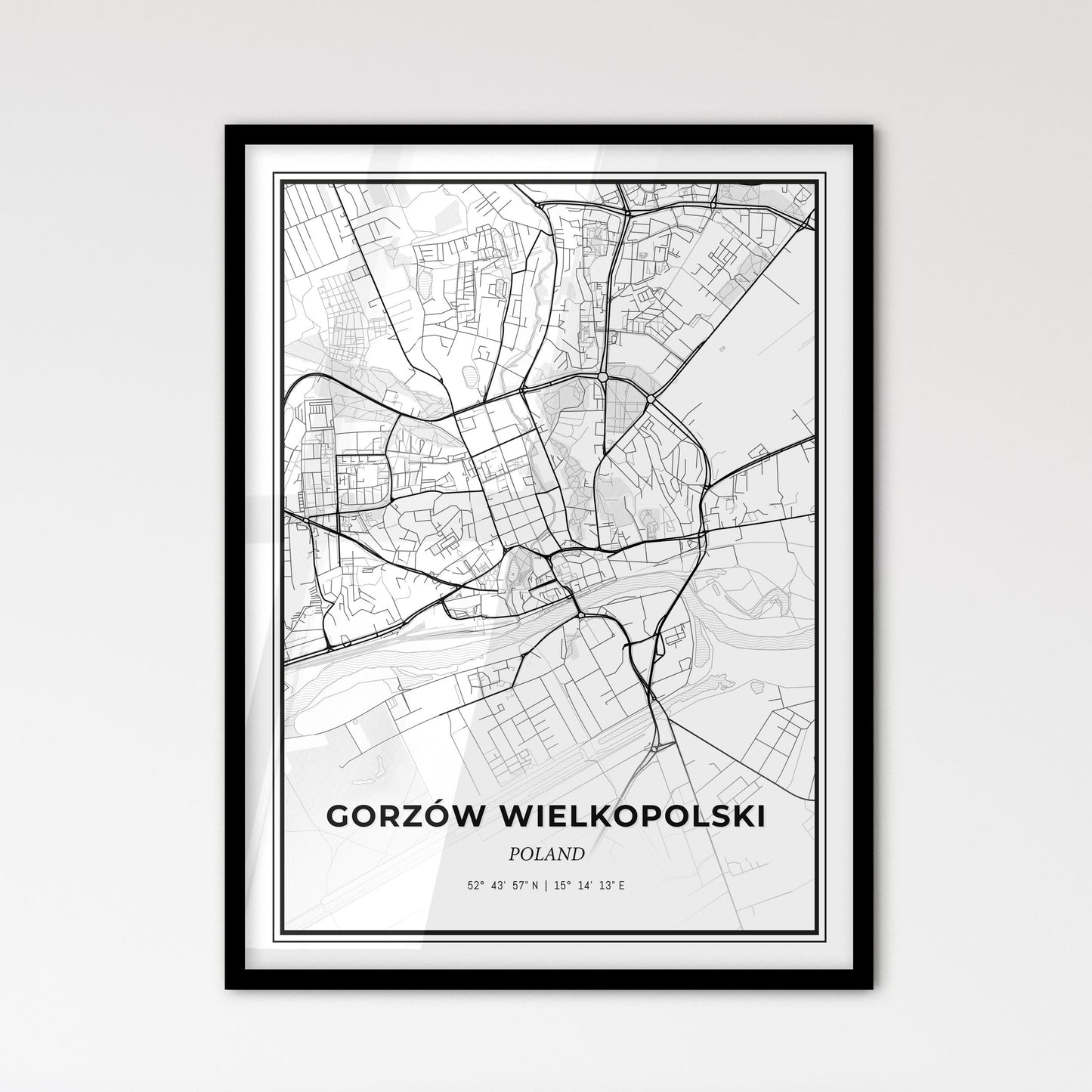 Gorzów Wielkopolski Poland - Scandinavian Style City Map for Modern Home Decor