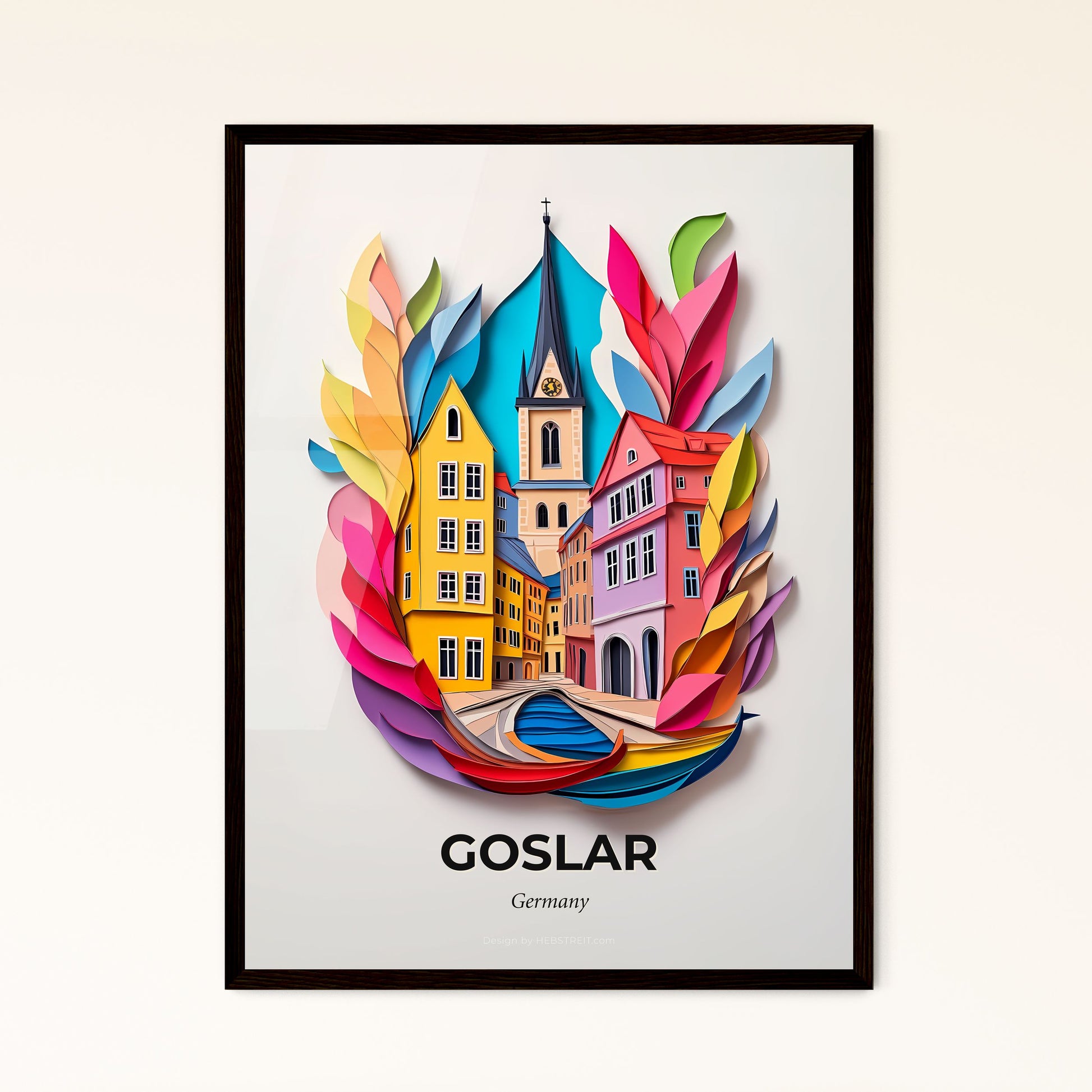 Vivid Goslar, Germany - a paper cut of a city with a bridge