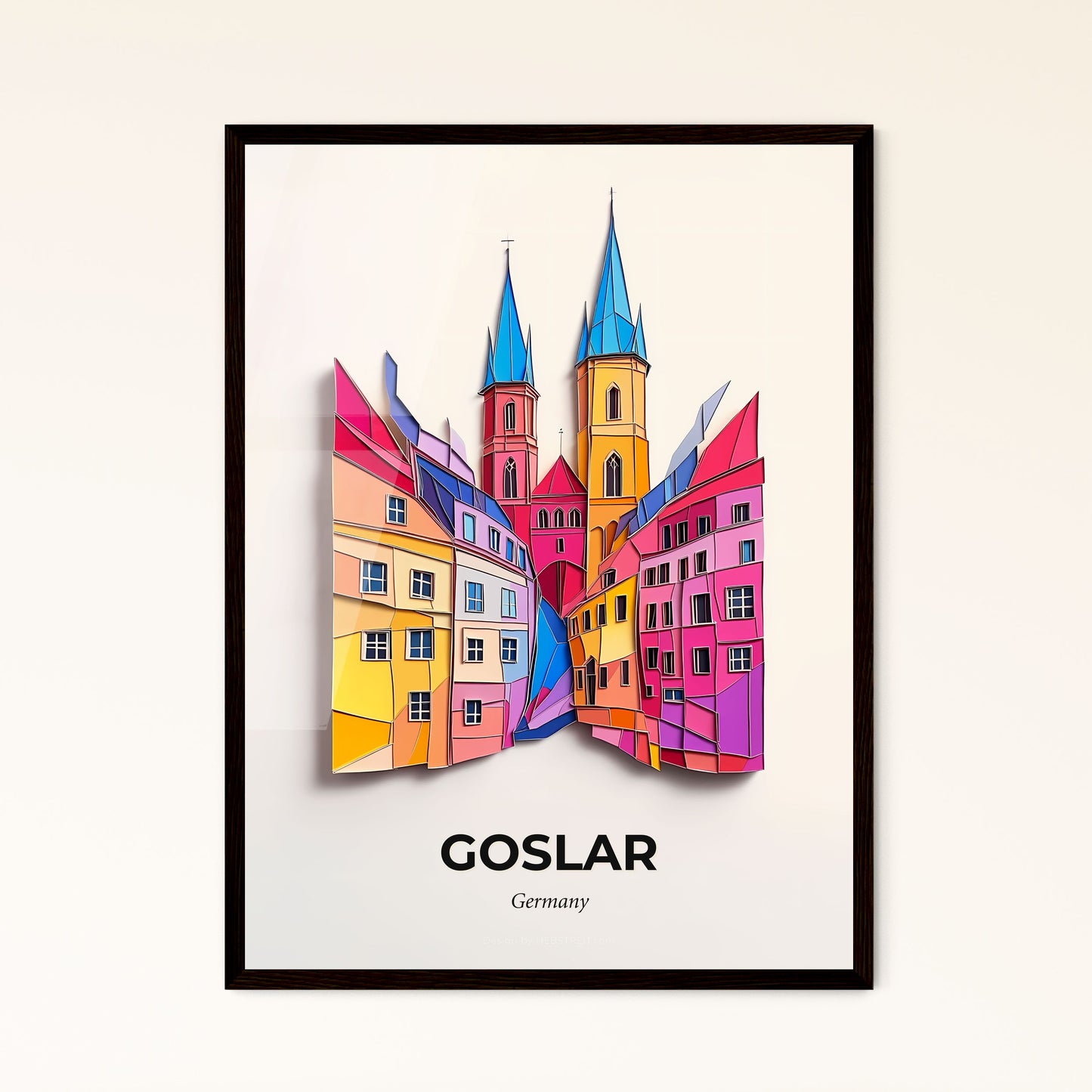 Vivid Goslar, Germany - a colorful city with a clock tower on top of it