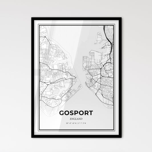 Gosport England - Scandinavian Style City Map for Modern Home Decor