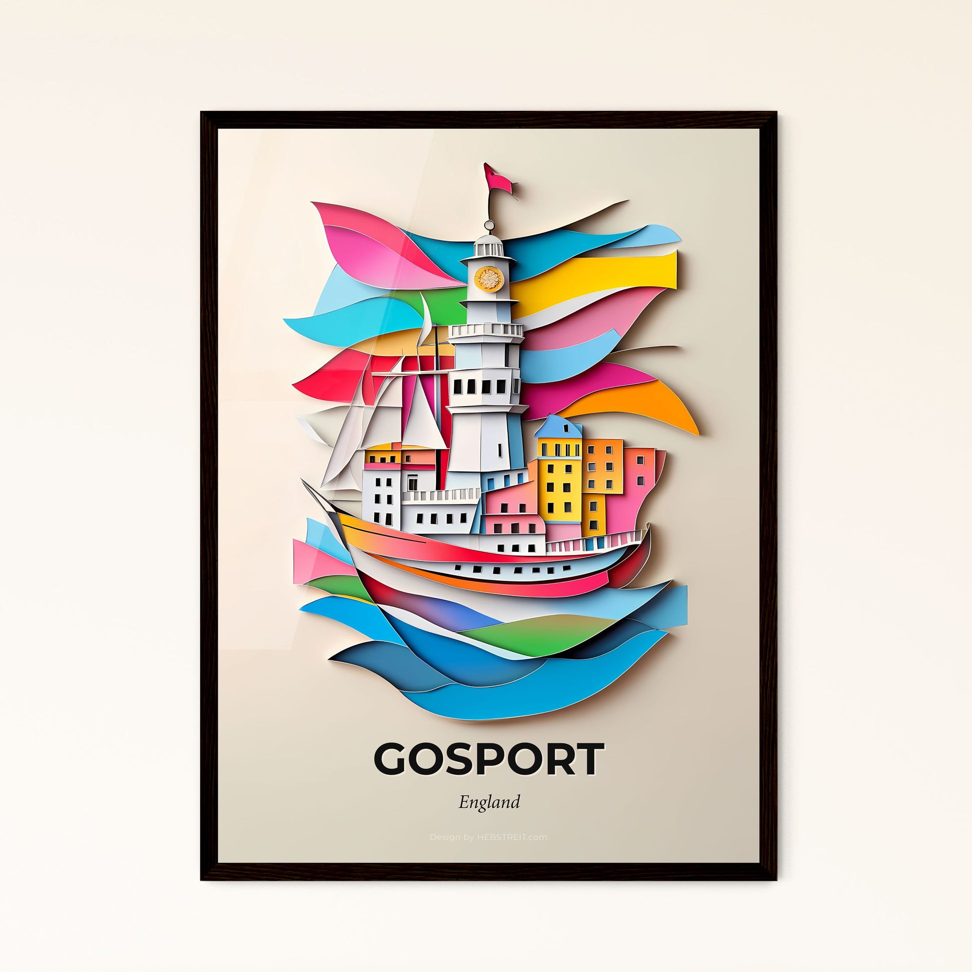 Vivid Gosport, England - a paper cut of a boat with a lighthouse on top