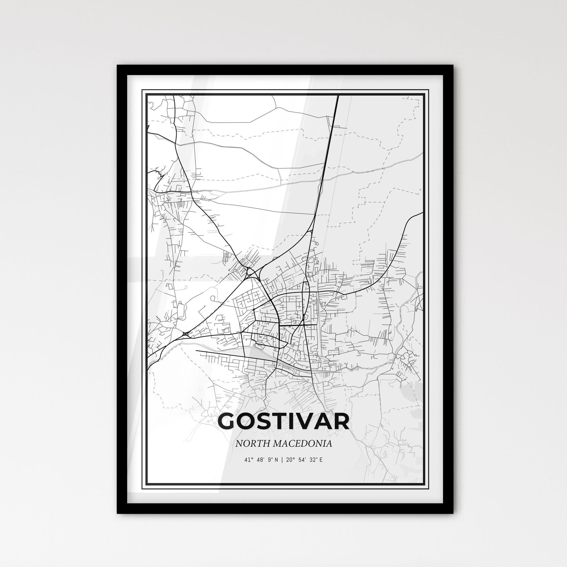 Gostivar North Macedonia - Scandinavian Style City Map for Modern Home Decor