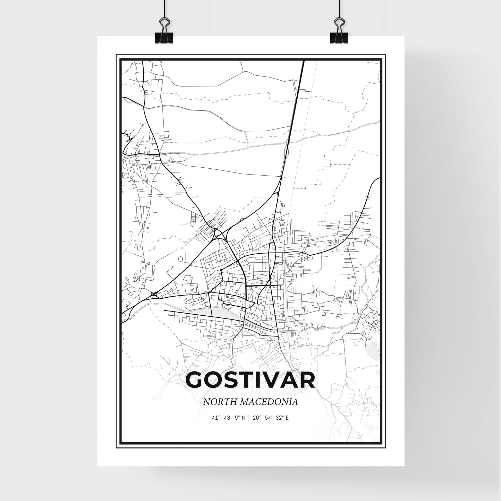 Gostivar North Macedonia - Premium City Map Poster