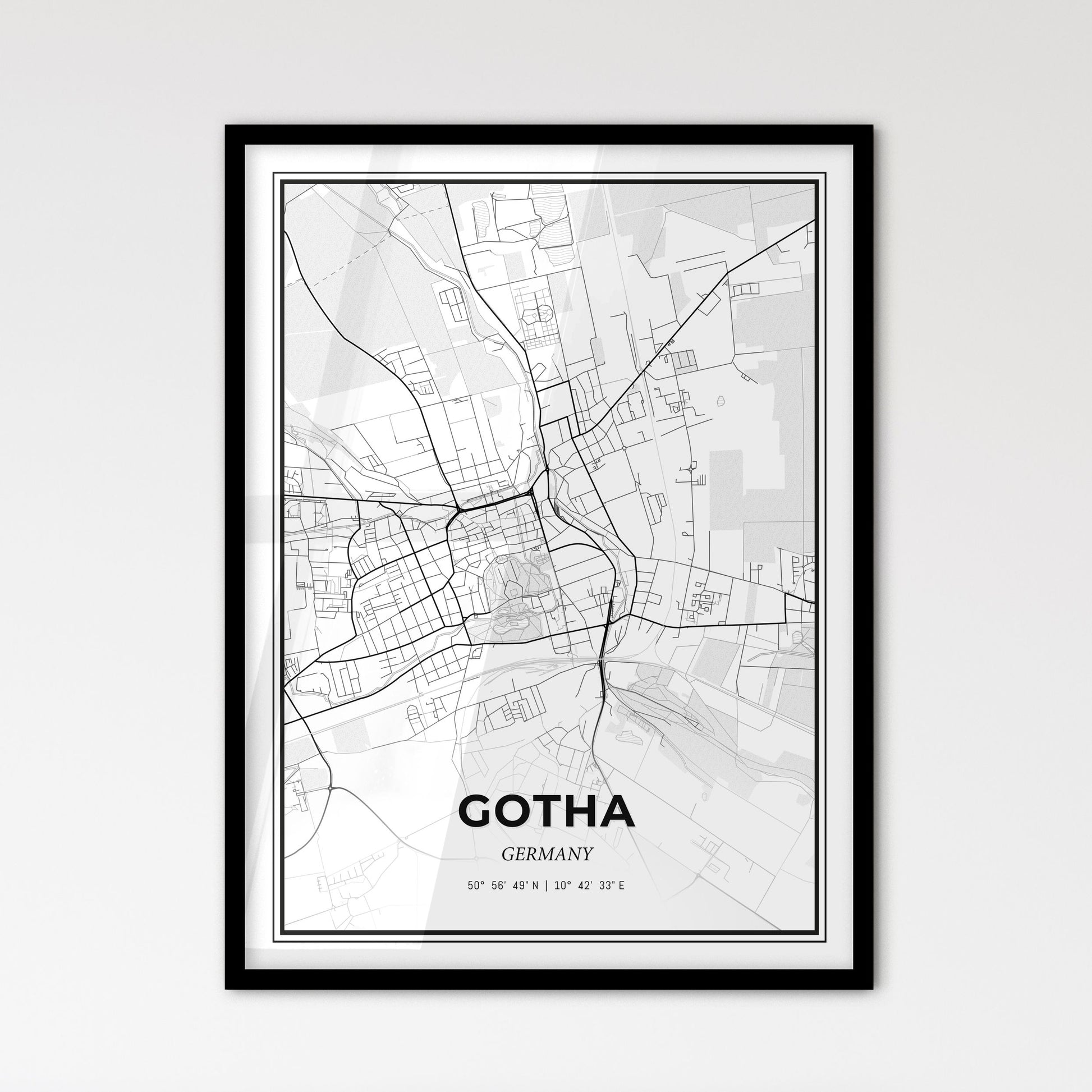 Gotha Germany - Scandinavian Style City Map for Modern Home Decor