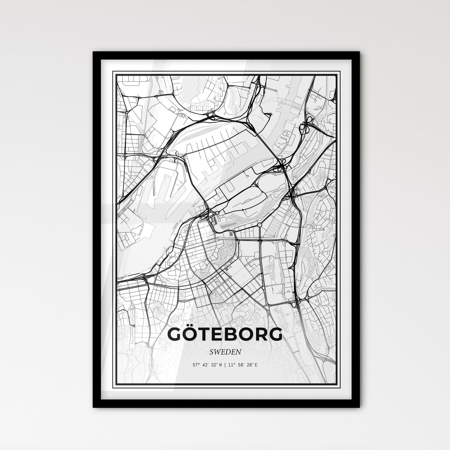 Gothenburg Sweden - Scandinavian Style City Map for Modern Home Decor