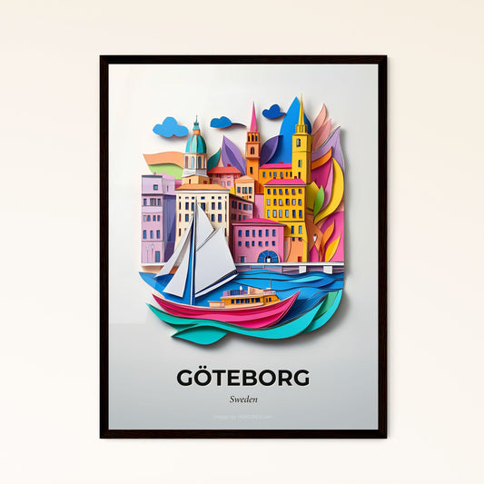 Vivid Gothenburg, Sweden - a paper cut of a city with a sailboat