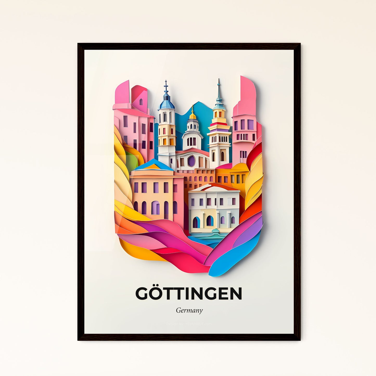 Vivid Gottingen, Germany - a paper cut of a city with a bridge