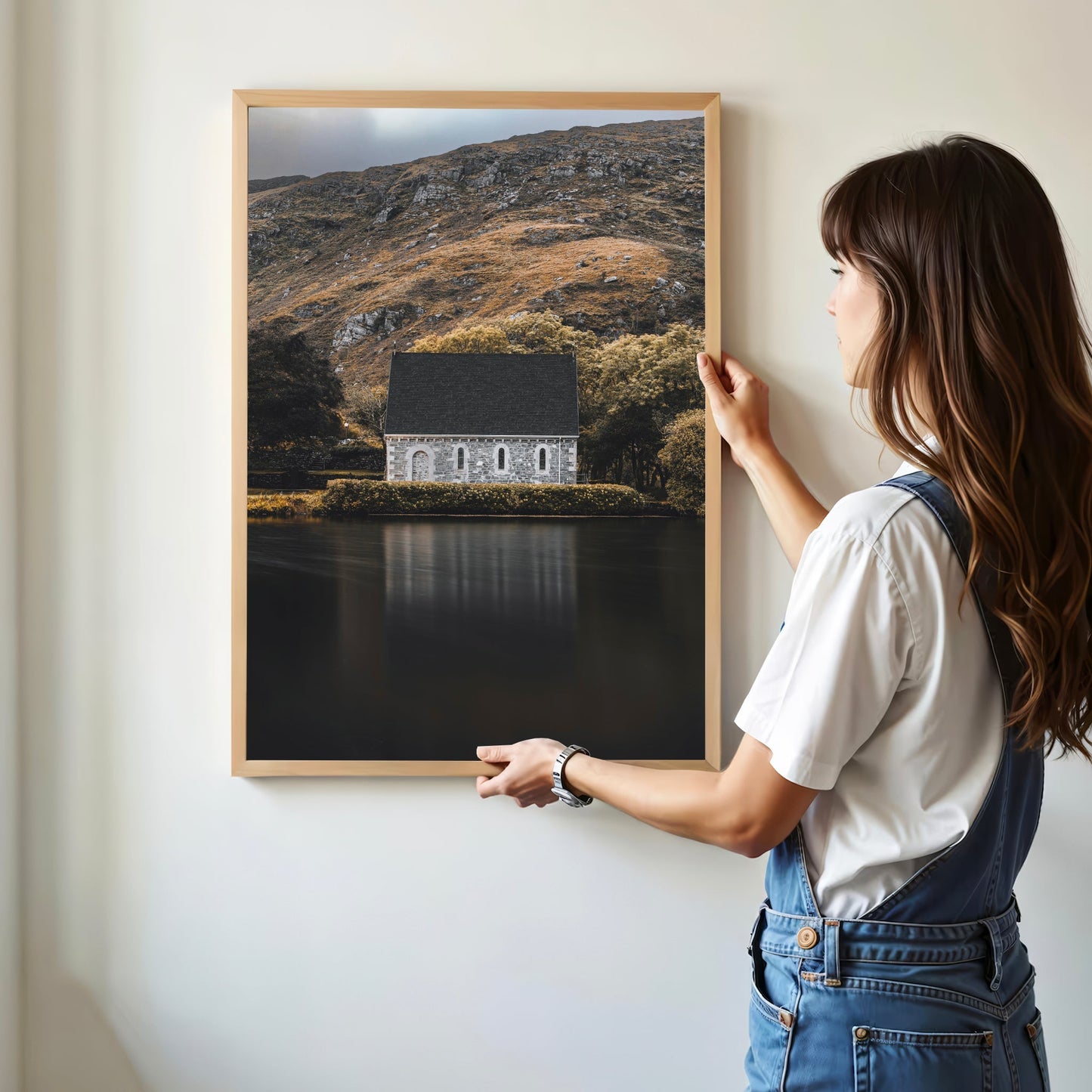 Gougane Barra Chapel Print – Irish Lake & Mountain Wall Art
