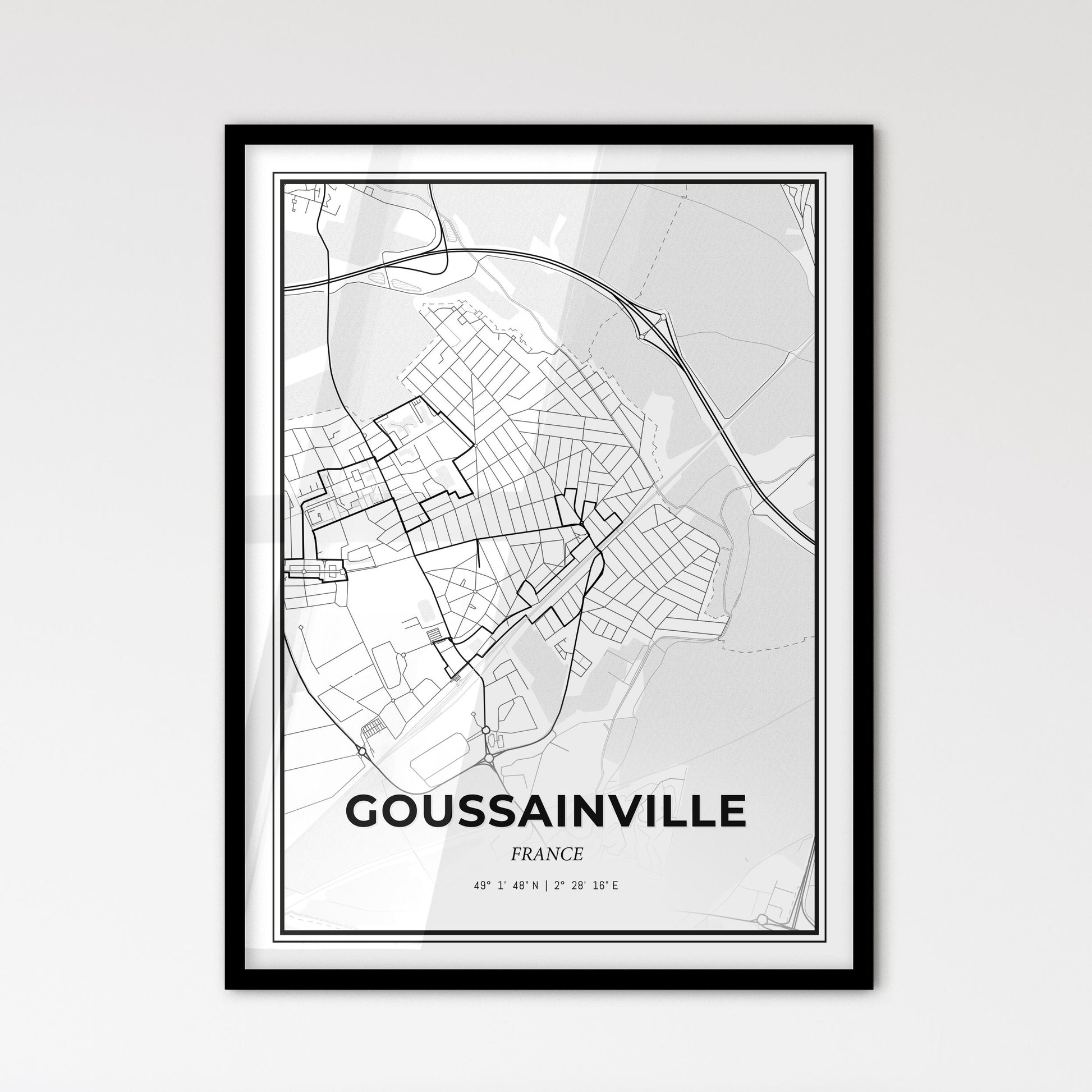 Goussainville France - Scandinavian Style City Map for Modern Home Decor