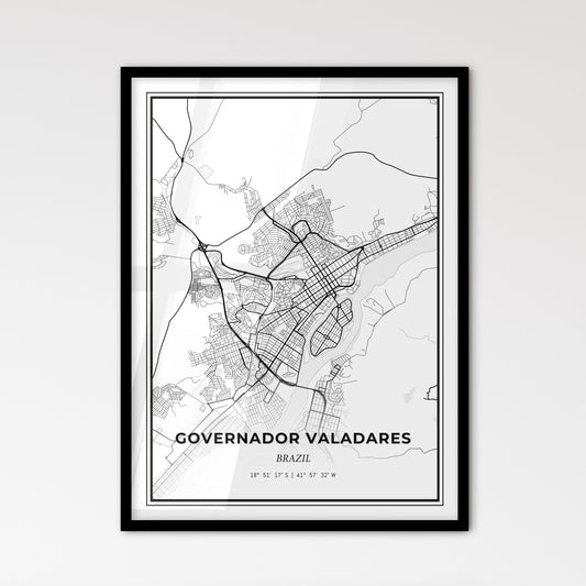 Governador Valadares Brazil - Scandinavian Style City Map for Modern Home Decor