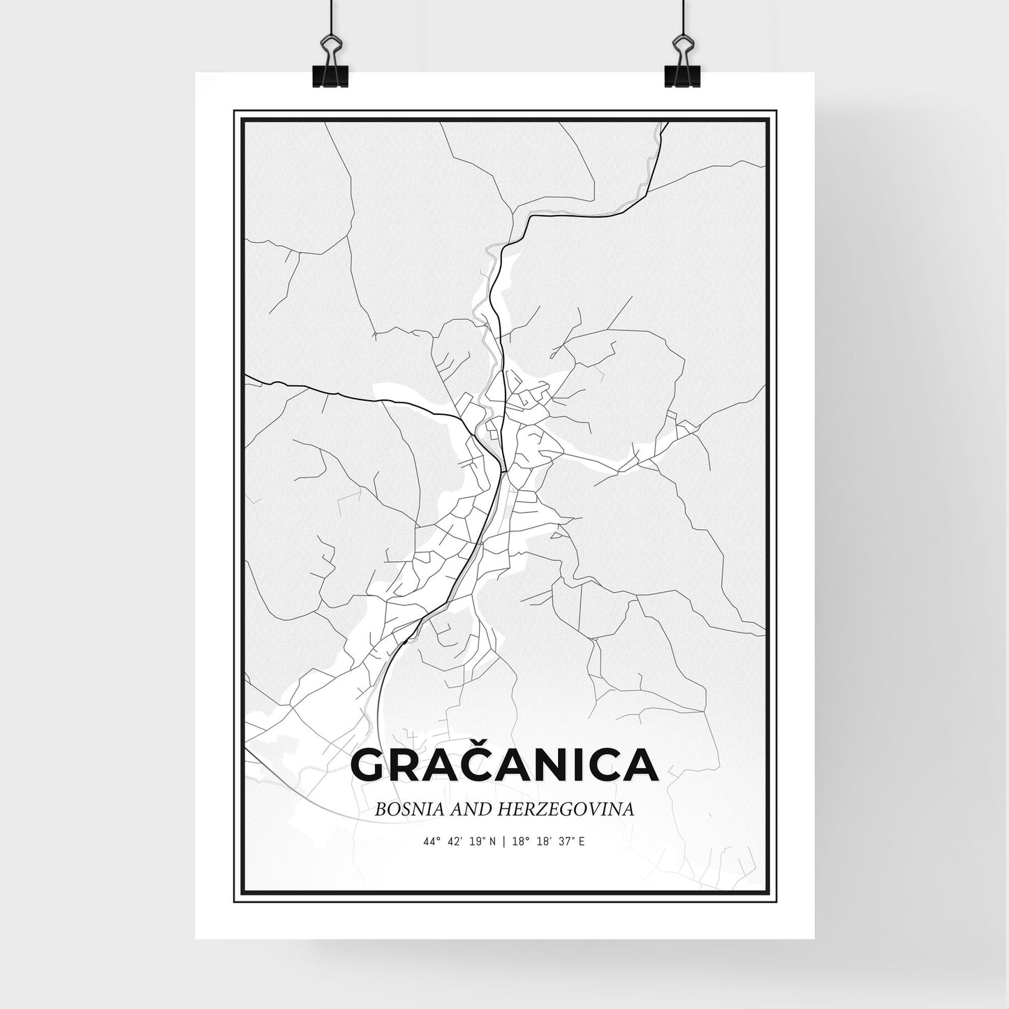 Gračanica Bosnia and Herzegovina - Premium City Map Poster