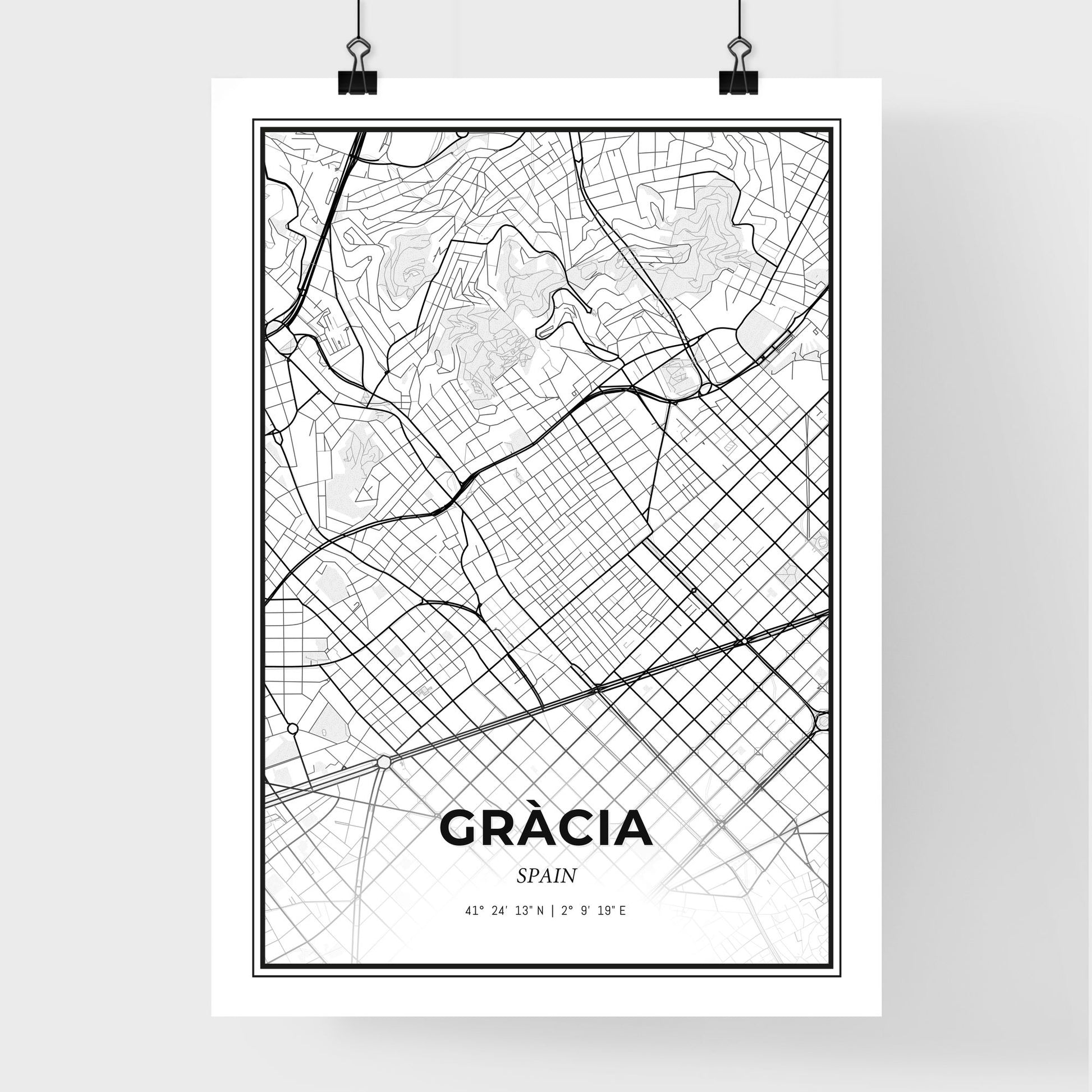 Gràcia Spain - Premium City Map Poster