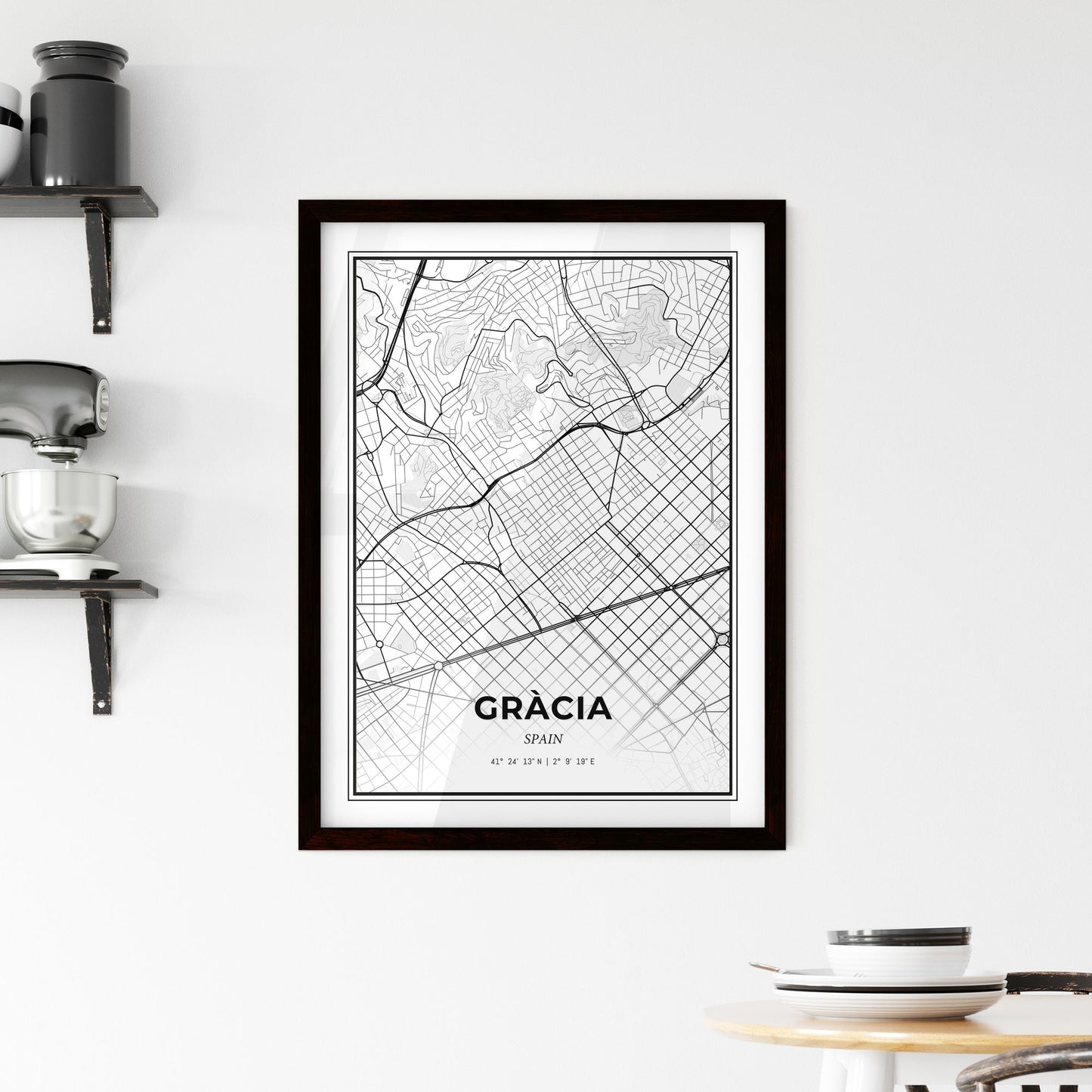 Gràcia Spain - Minimal City Map