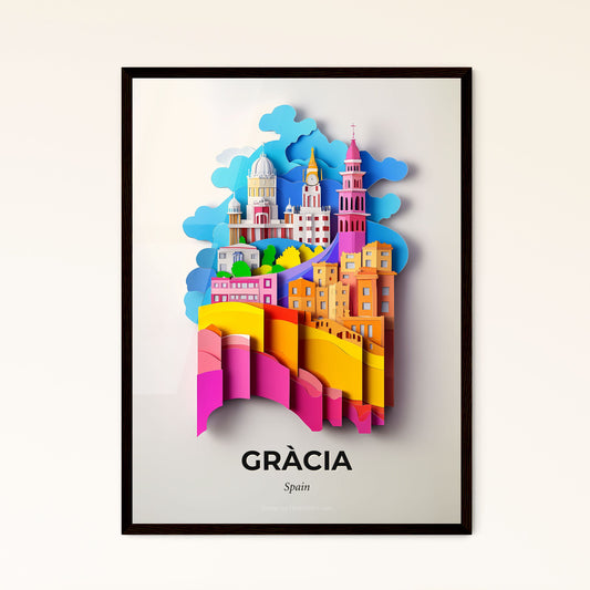 Vivid Gràcia, Spain - a paper cut of a city with a clock tower