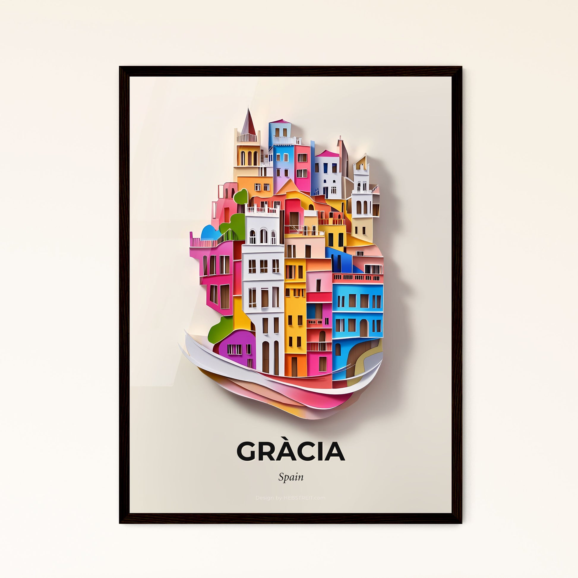 Vivid Gràcia, Spain - a paper cut of a city with a boat