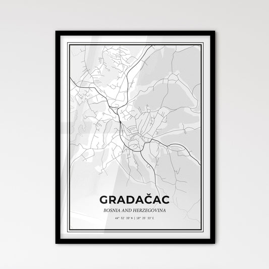 Gradačac Bosnia and Herzegovina - Scandinavian Style City Map for Modern Home Decor