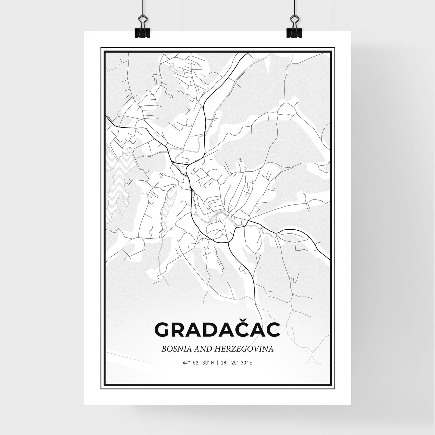 Gradačac Bosnia and Herzegovina - Premium City Map Poster