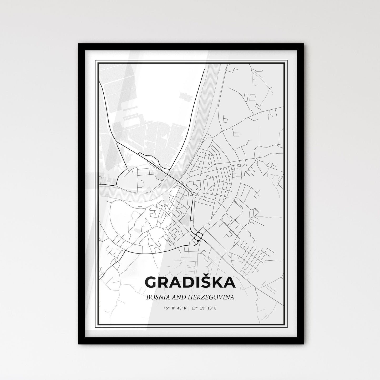 Gradiška Bosnia and Herzegovina - Scandinavian Style City Map for Modern Home Decor