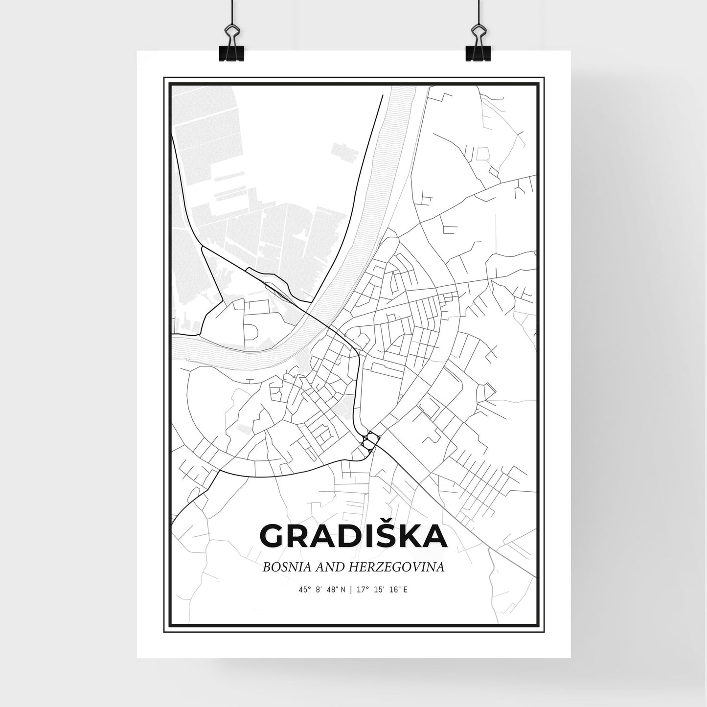 Gradiška Bosnia and Herzegovina - Premium City Map Poster