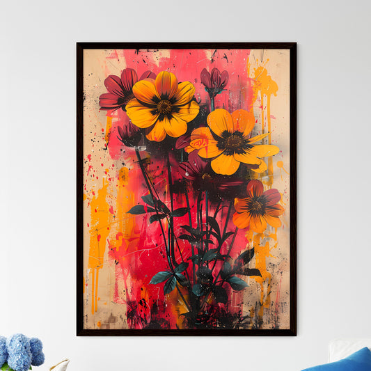Bold Graffiti Spray Paint Flower Screen Prin - Framed Art Print