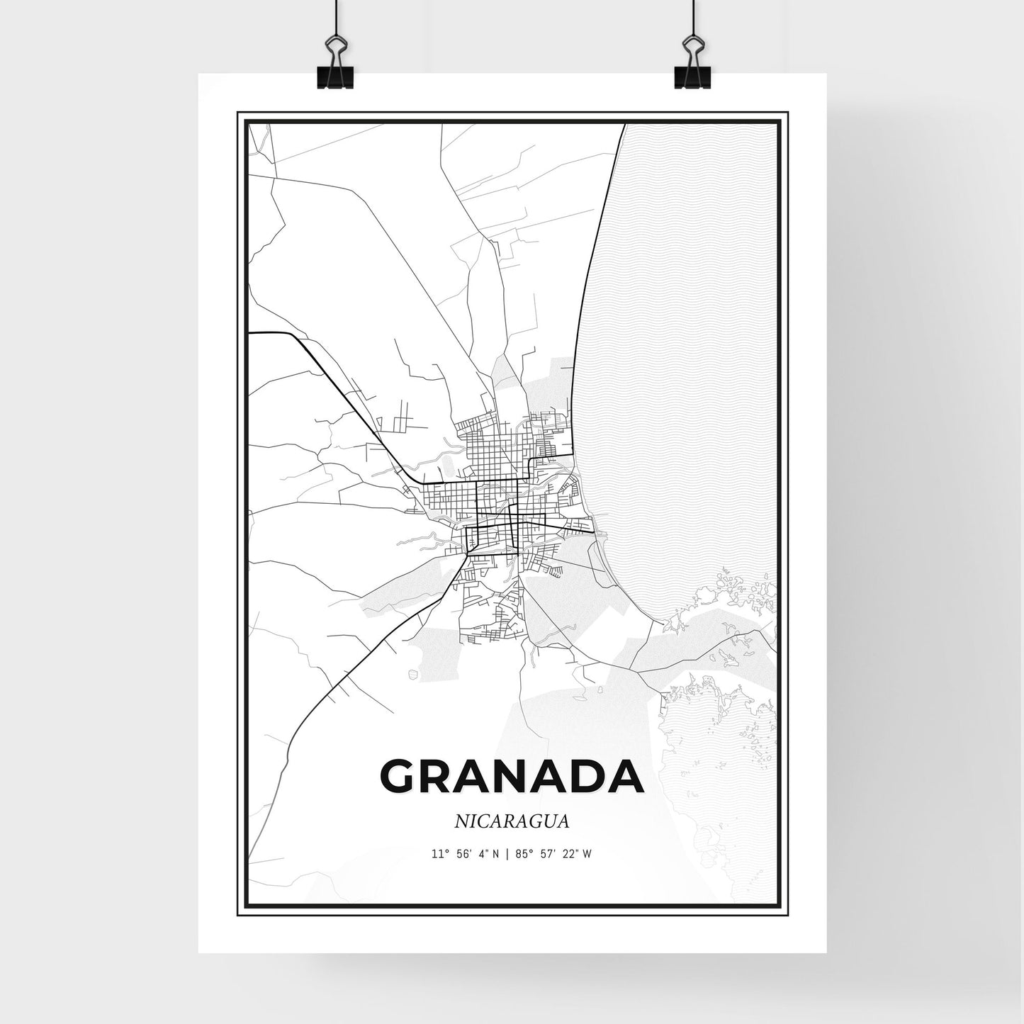 Granada Nicaragua - Premium City Map Poster