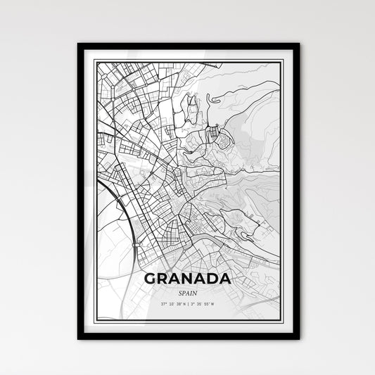 Granada Spain - Scandinavian Style City Map for Modern Home Decor