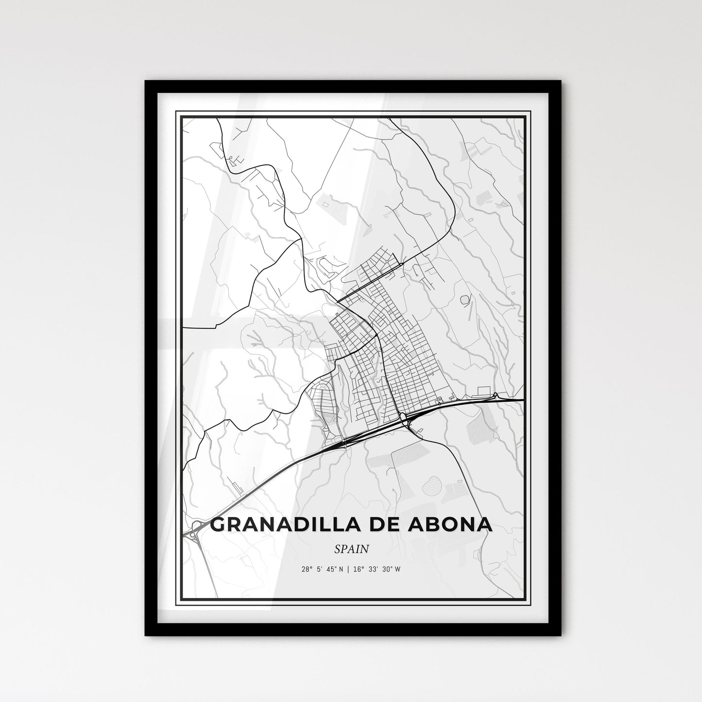 Granadilla de Abona Spain - Scandinavian Style City Map for Modern Home Decor