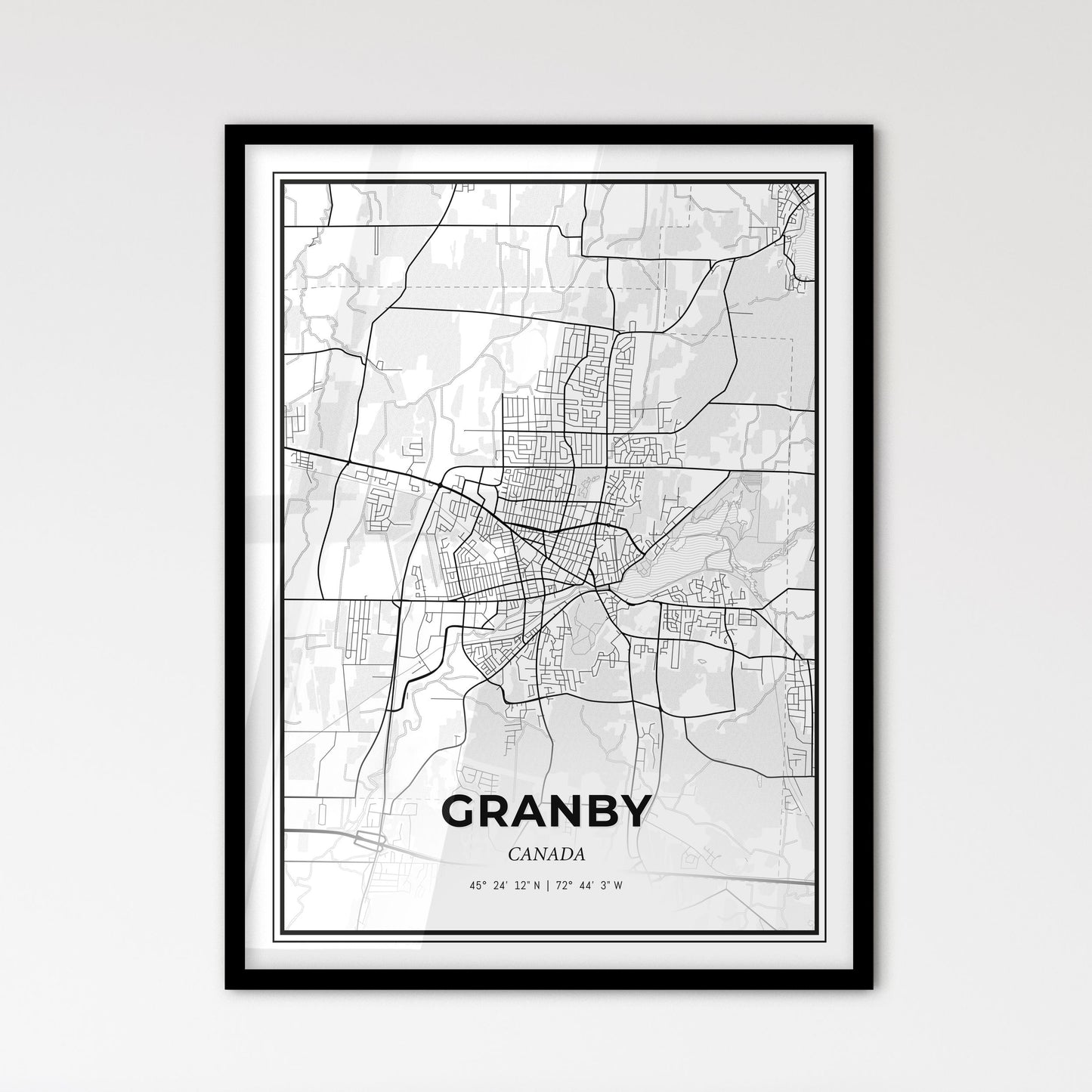 Granby Canada - Scandinavian Style City Map for Modern Home Decor