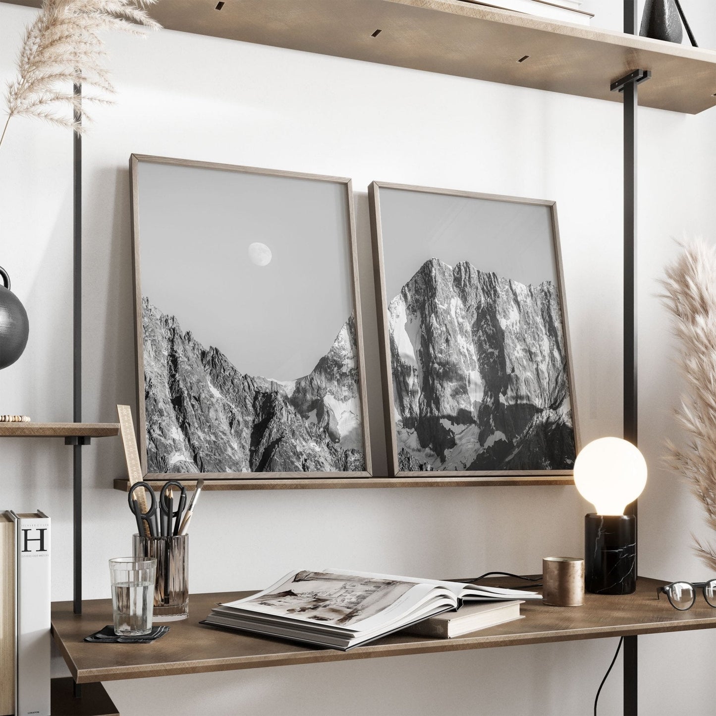 Grandes Jorasses Black and White Photography Print | Fine Art Mountain Wall Decor