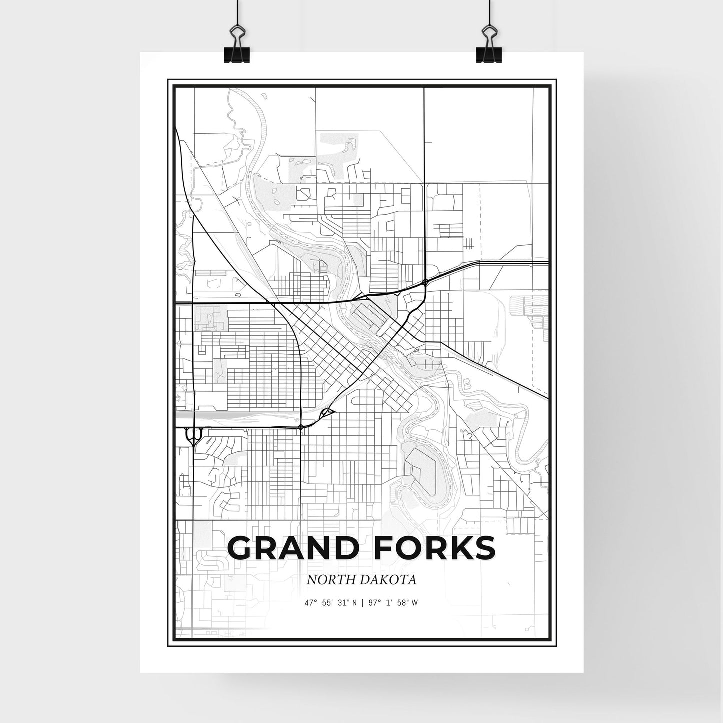 Grand Forks North Dakota - Premium City Map Poster