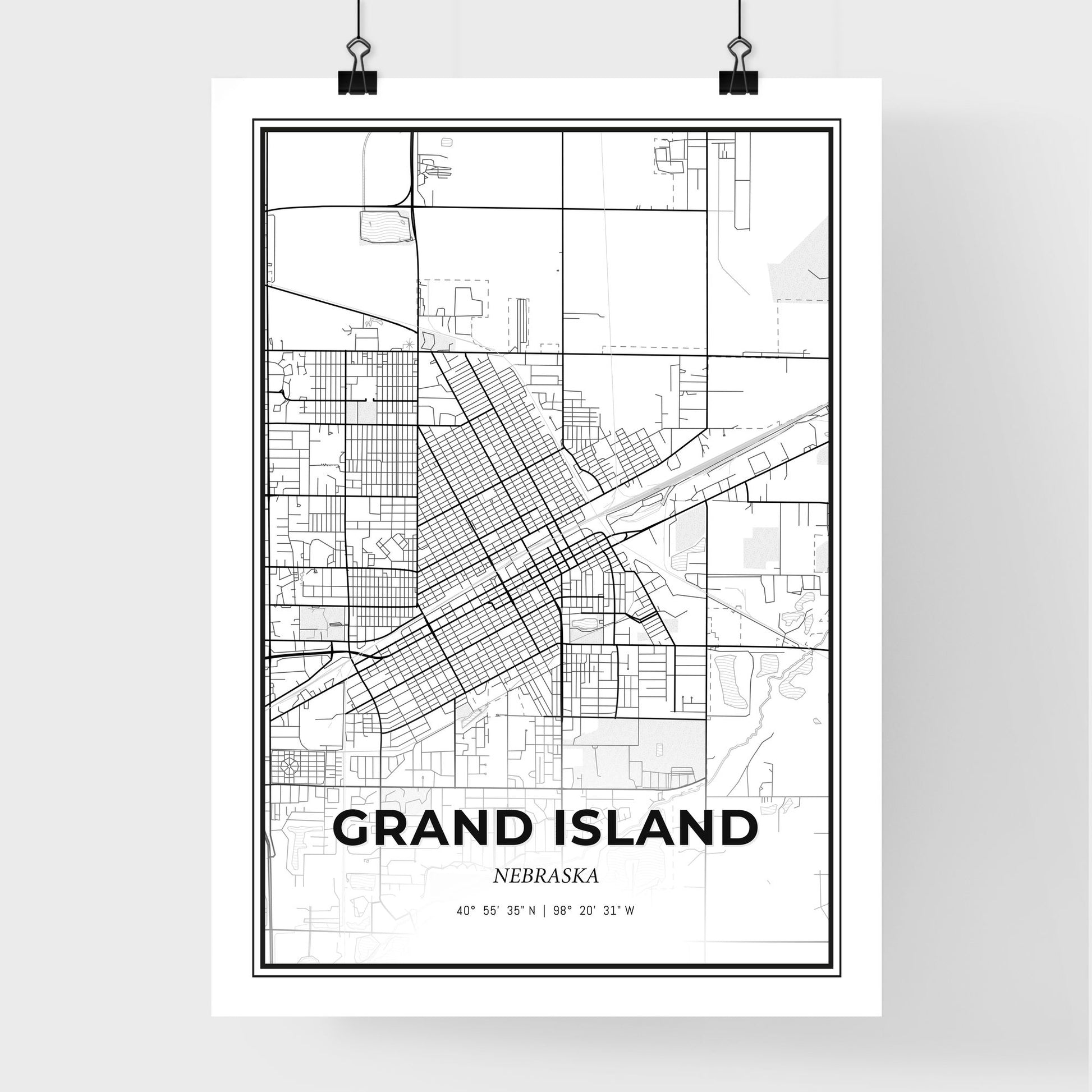 Grand Island Nebraska - Premium City Map Poster