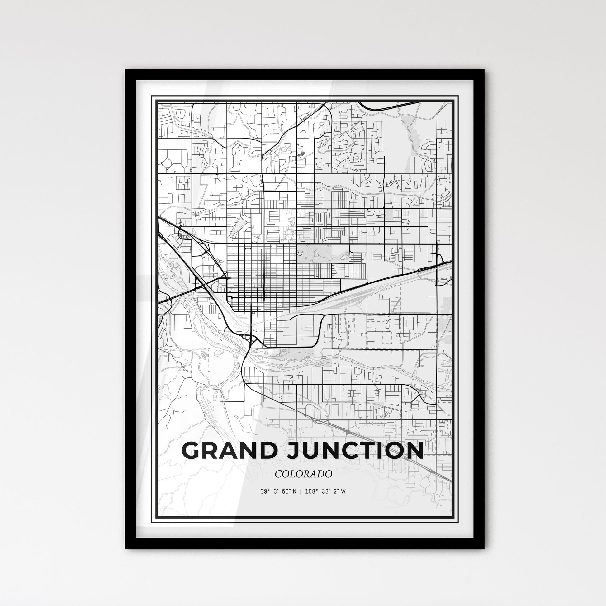 Grand Junction Colorado - Scandinavian Style City Map for Modern Home Decor